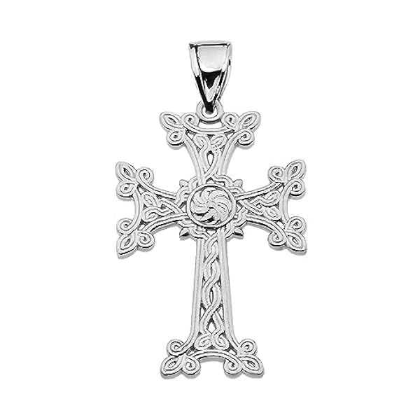 Halsketting Hanger Eternity "Khachkar" Armeens Kruis Sterling Zilver 925 Religieus (Medium) (Beschikbare kettinglengte 40cm - 45cm - 50cm - 55cm)